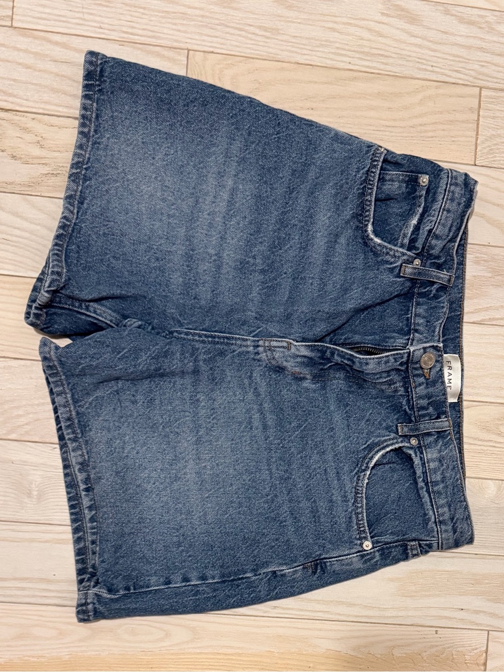 Frame Denim High-Rise Jean Shorts in Dark Blue - Picture 2 of 6